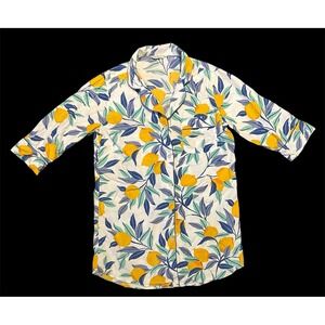 Print Fresh Sleep‎ Shirt Pajamas Lemon Zest Size XS Button Down Nightgown